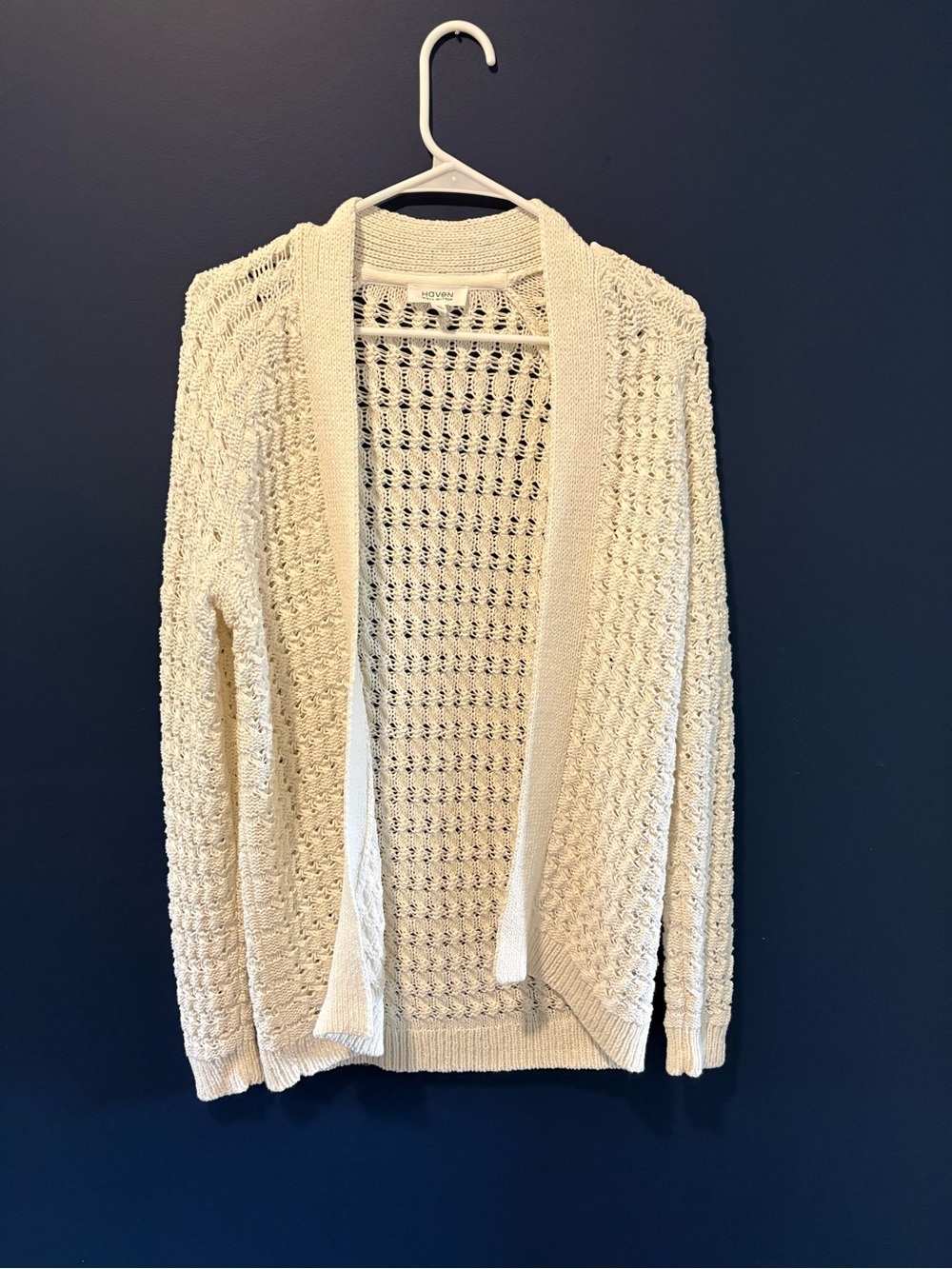 Haven Well Within Open-Weave Cream Cardigan Sweater